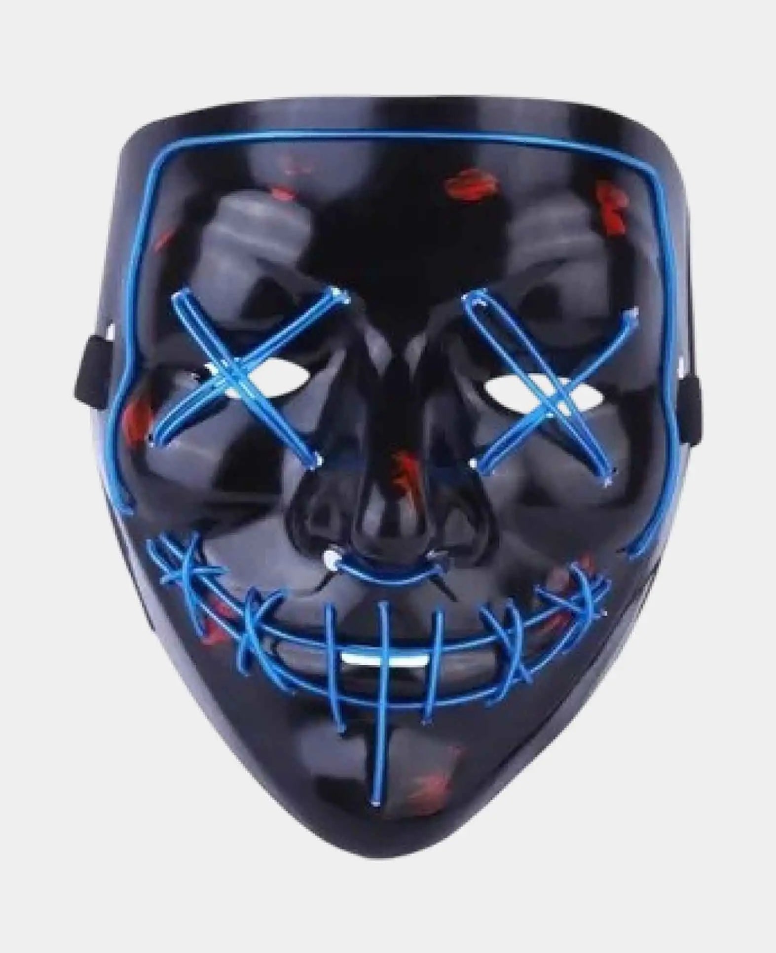LED Monster Purge Mask Mardi Gras Half Mask Party - Blue / Black