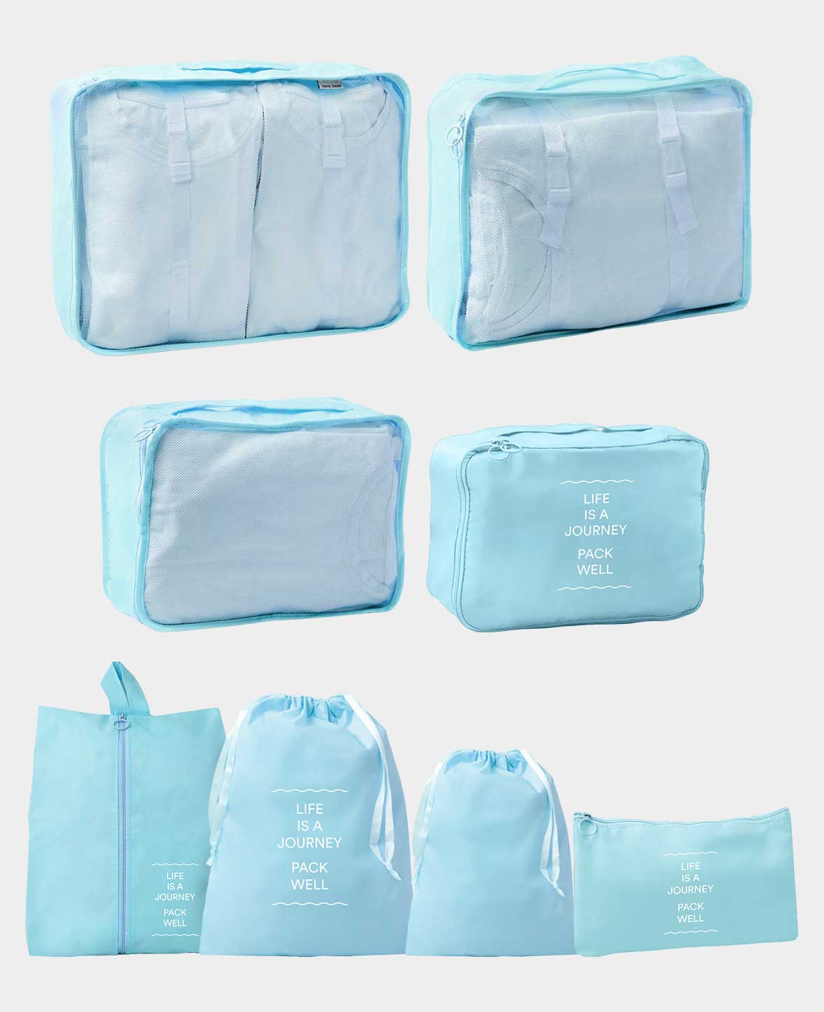8 in 1 Reise Organiser Set für Koffer & Gepäck – Dunkelblau