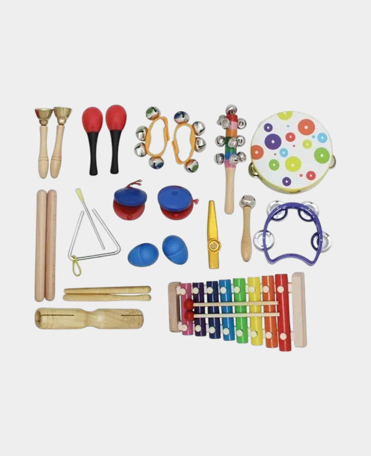 (15-piece set) Kids' Musical Instrument Wooden Toy Set Backpack