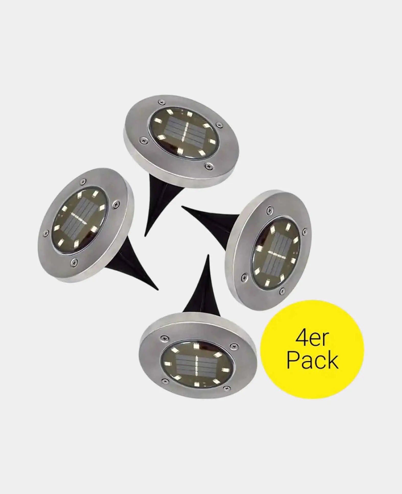 Wasserfeste Solar LED Lampe / Webgeleuchtung aus Edelstahl, 4 Stk.
