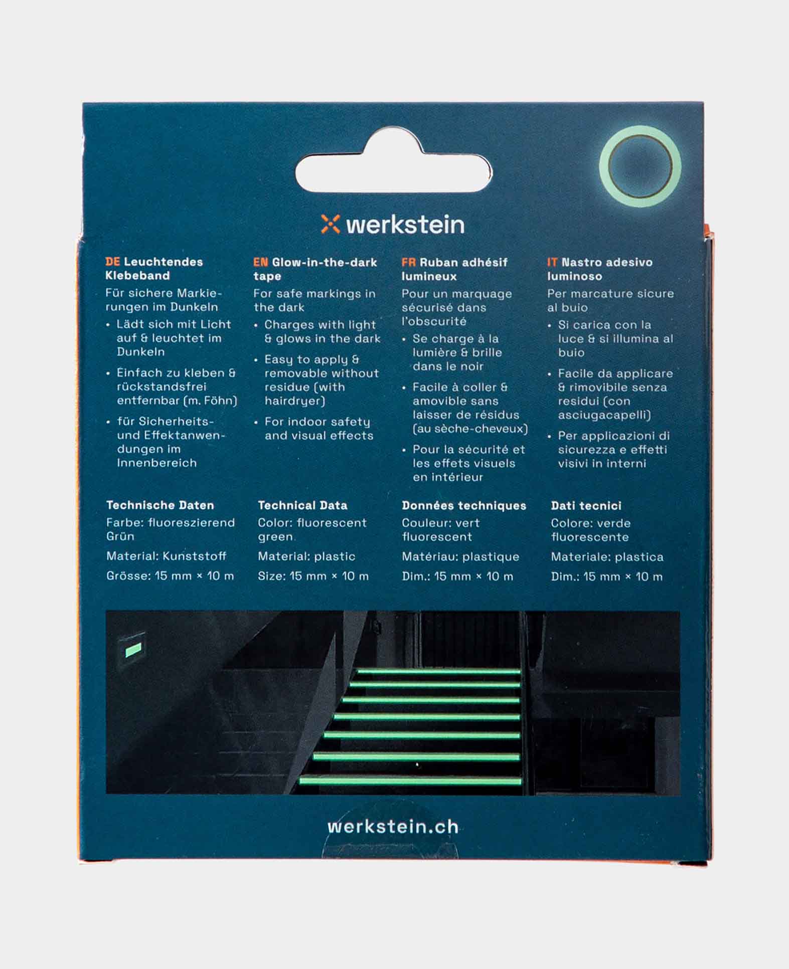 (15mmx10m) Leuchtendes Klebeband Fluoreszierendes Markierband Treppe /