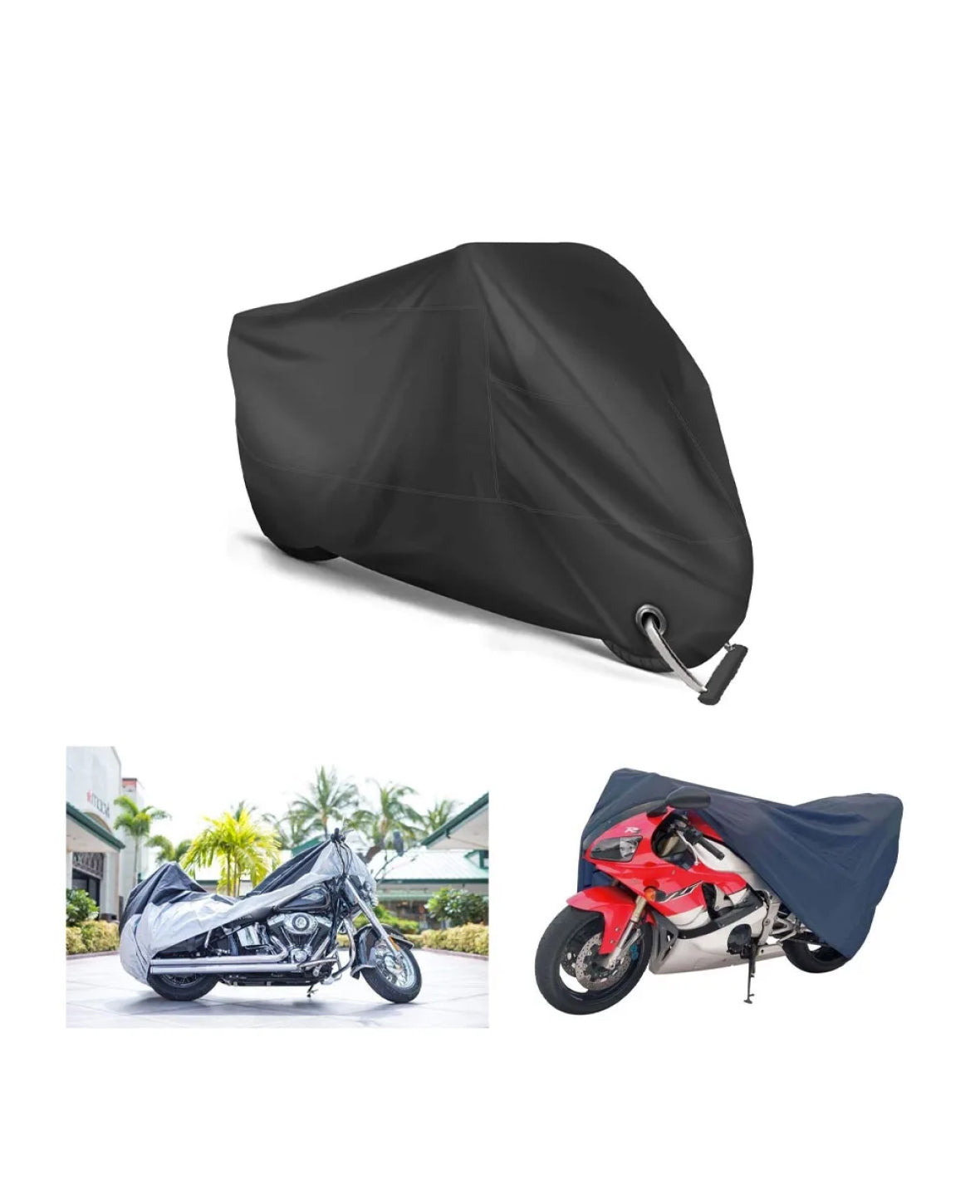 Motorcycle Cover, Black, 245x105x125cm