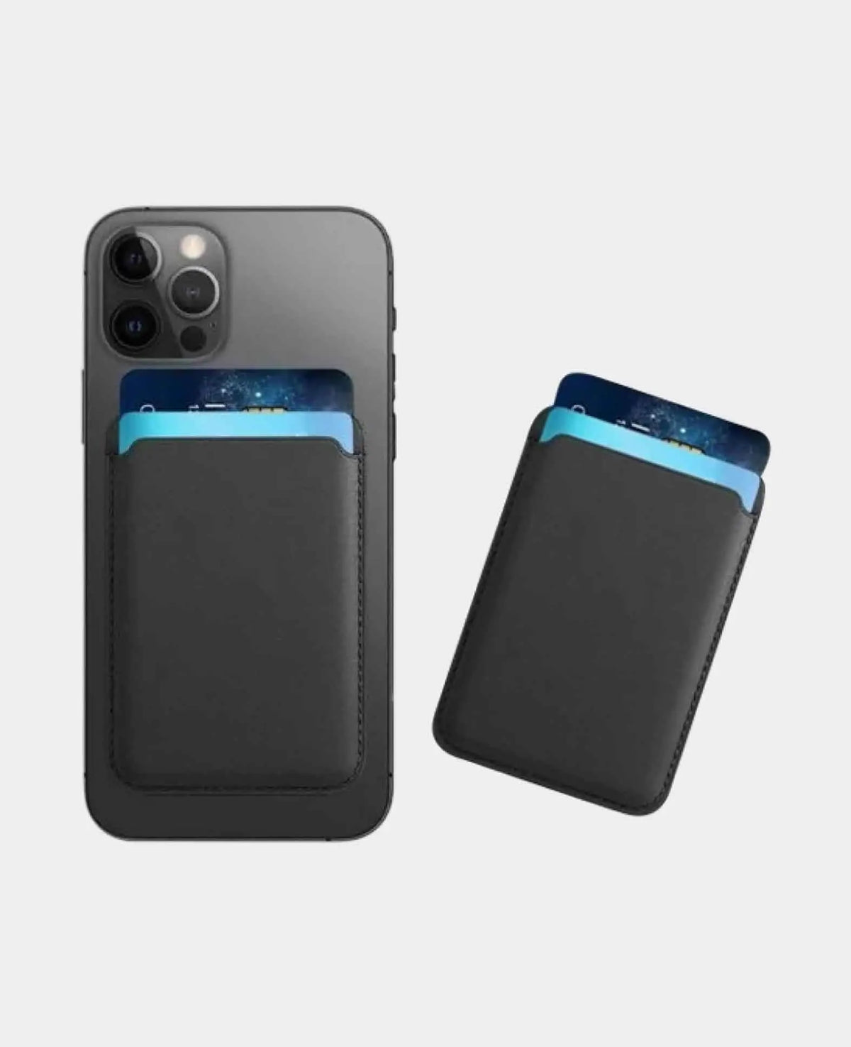 Magnetische MagSafe iPhone Leder Wallet Kreditkarten Halterung - Schwa