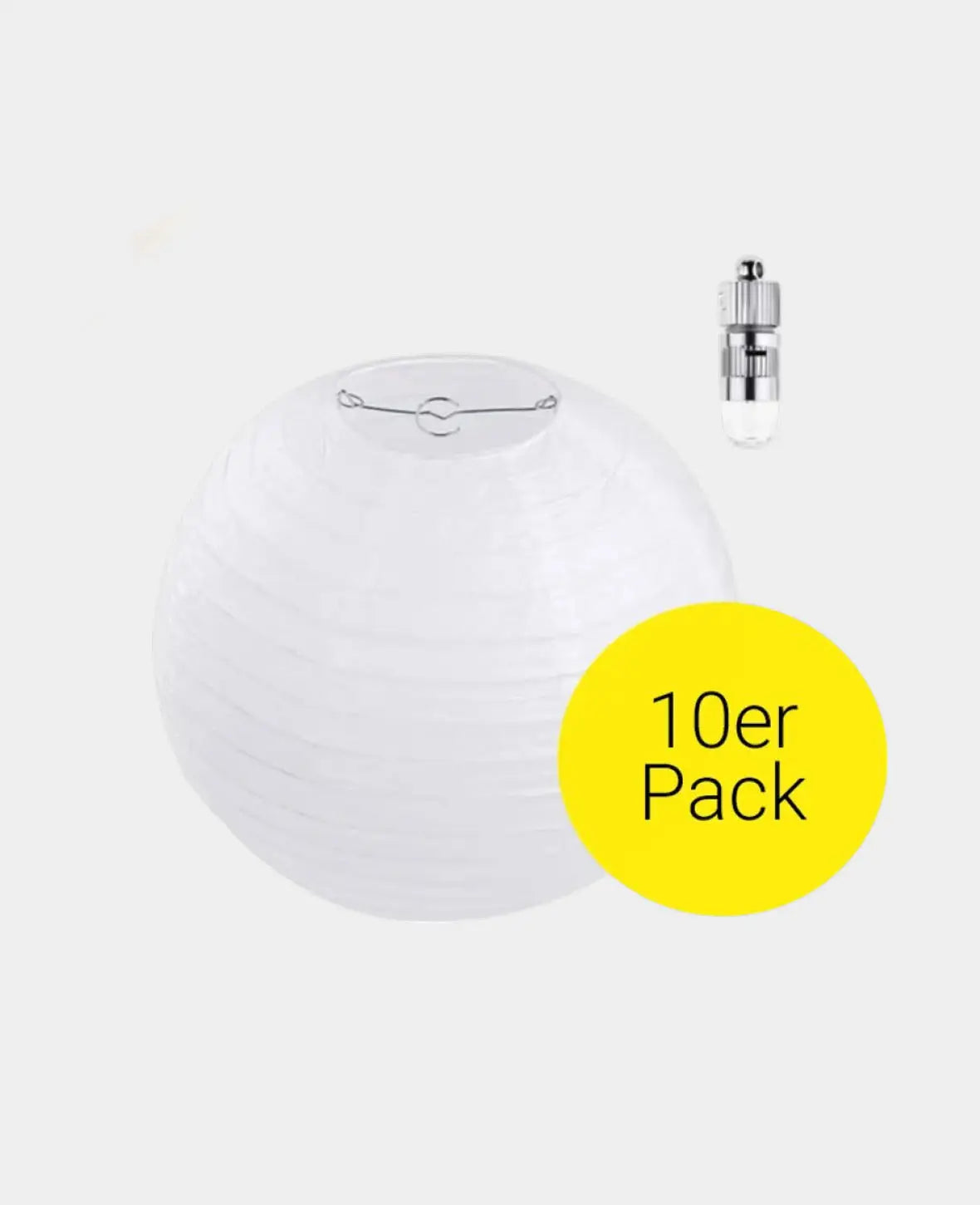 Lampions mit LED Lämpchen für Party / Geburtstag / Hochzeit - Weiss, Ø 30cm, 10 Stk.