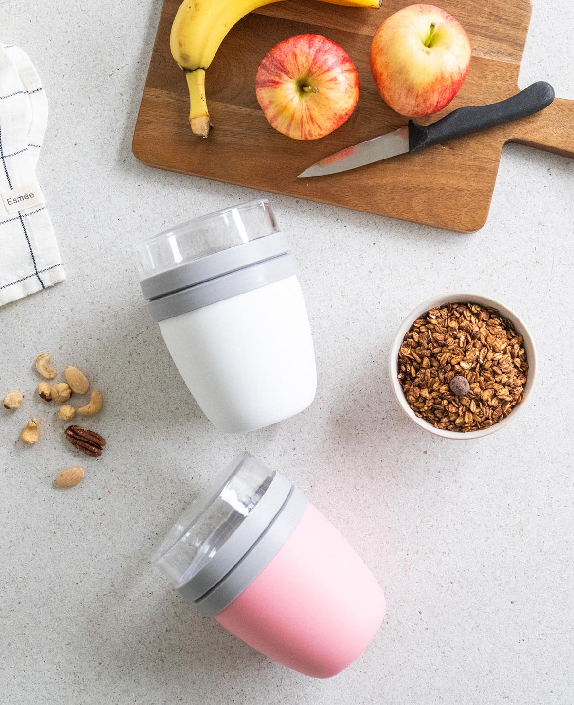 (Set of 2) 700ml Lunch Pot with 2 Food Containers / Muesli / Yogurt / Su