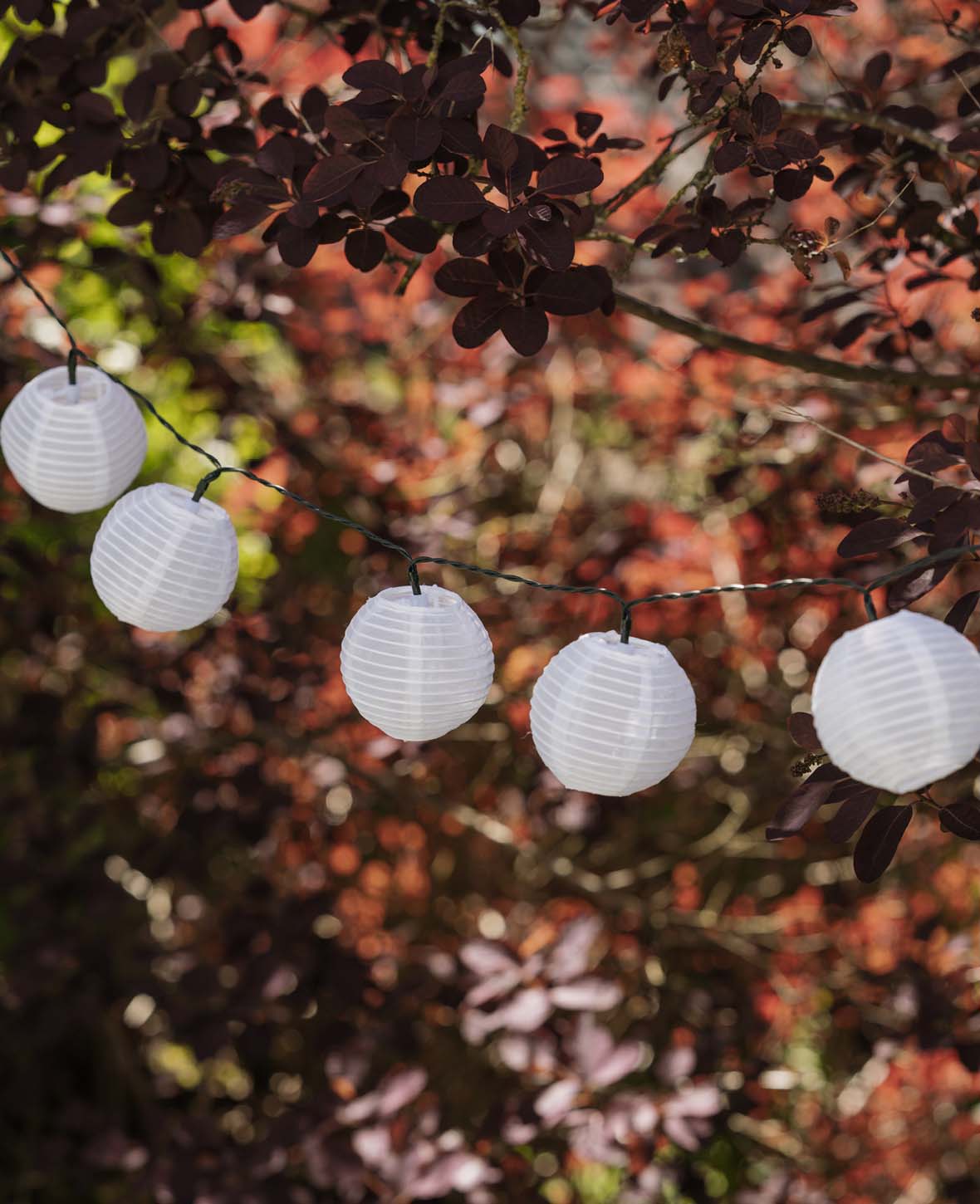 LED Papier Deko Solar Lichterkette / Lampions - Warmweiss, 5 m