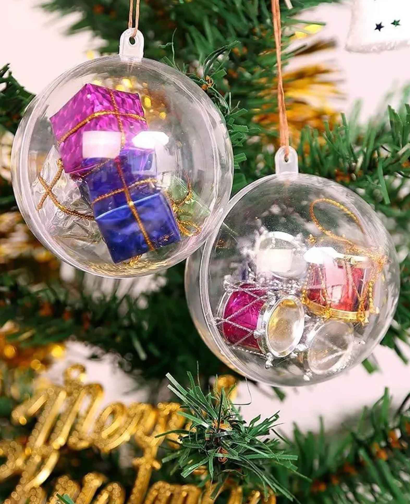 DIY Christbaum Kugeln - Transparent, Ø 7 cm, 10er Set