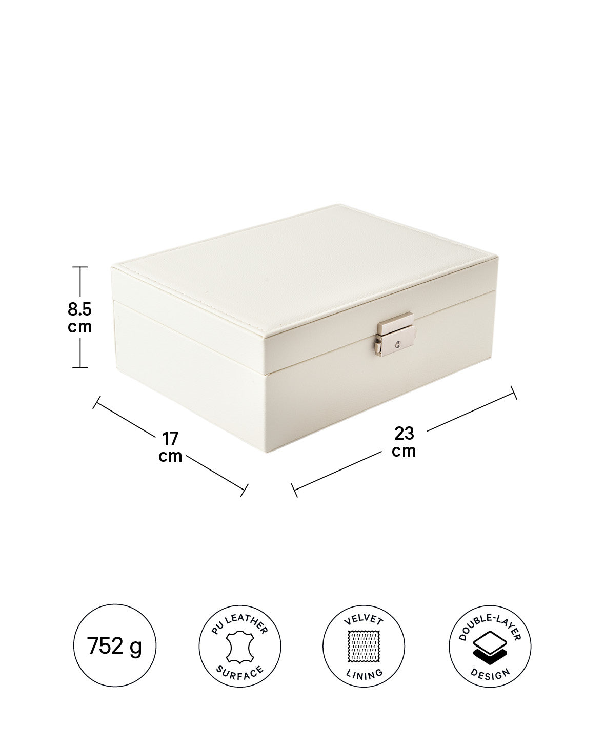 Boîte à bijoux en cuir avec serrure Organisateur de rangement pour bague
