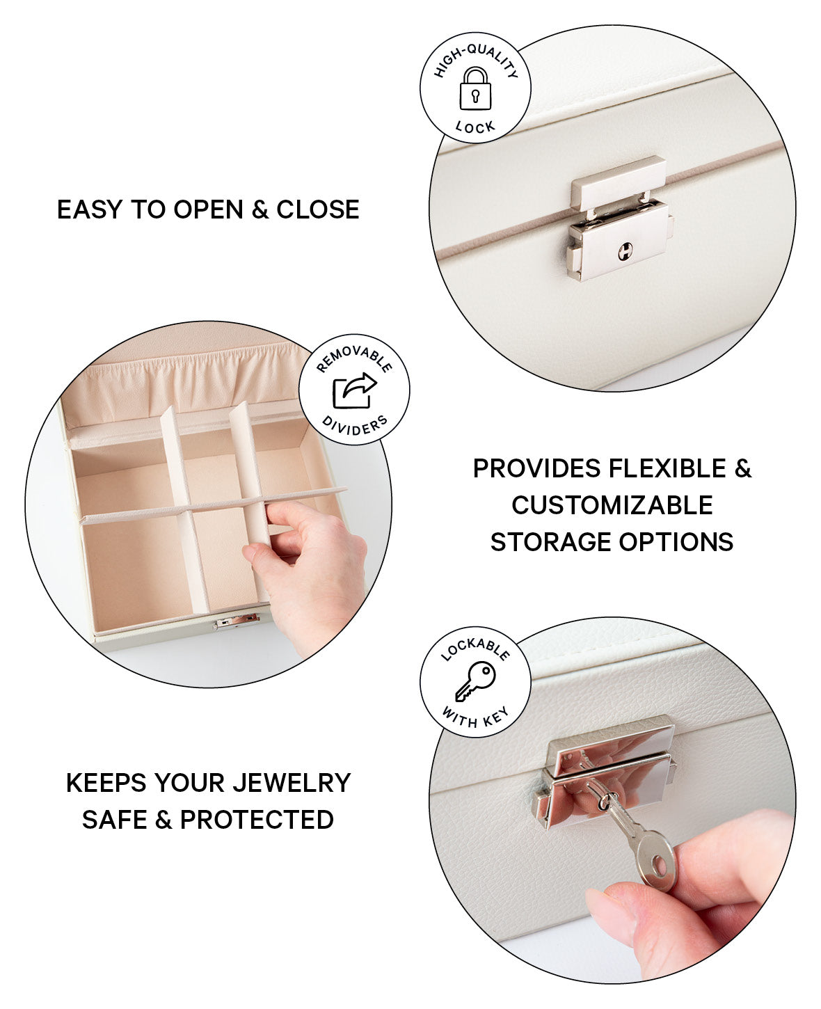 Boîte à bijoux en cuir avec serrure Organisateur de rangement pour bague