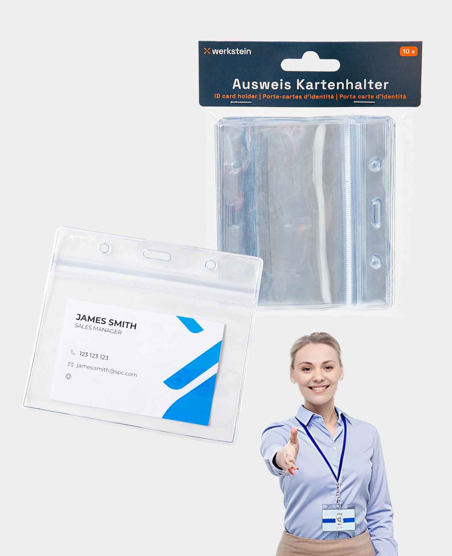 (Set of 10) 110x80mm Name Badge Holder Pouch Resealable