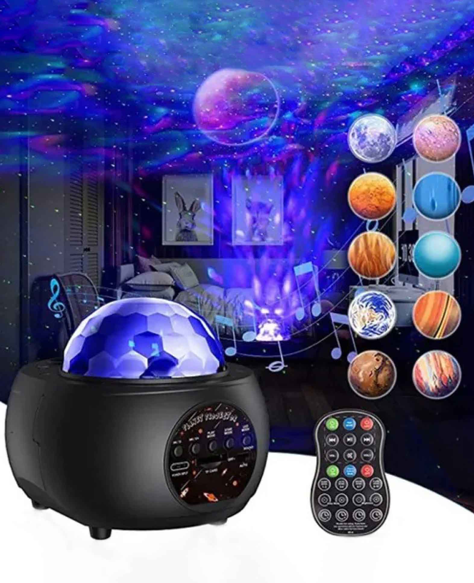 LED Sternenhimmel / Planeten Projektor mit BlueLautsprecher - Schwarz