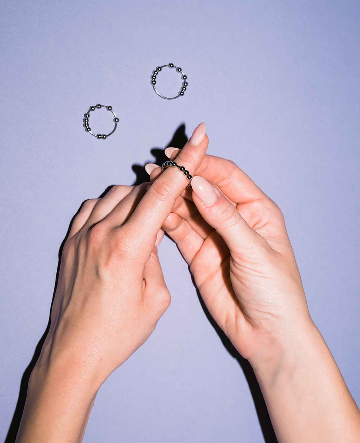 (3-Piece Set) Anti-Stress Fidget Finger Ring - Silver