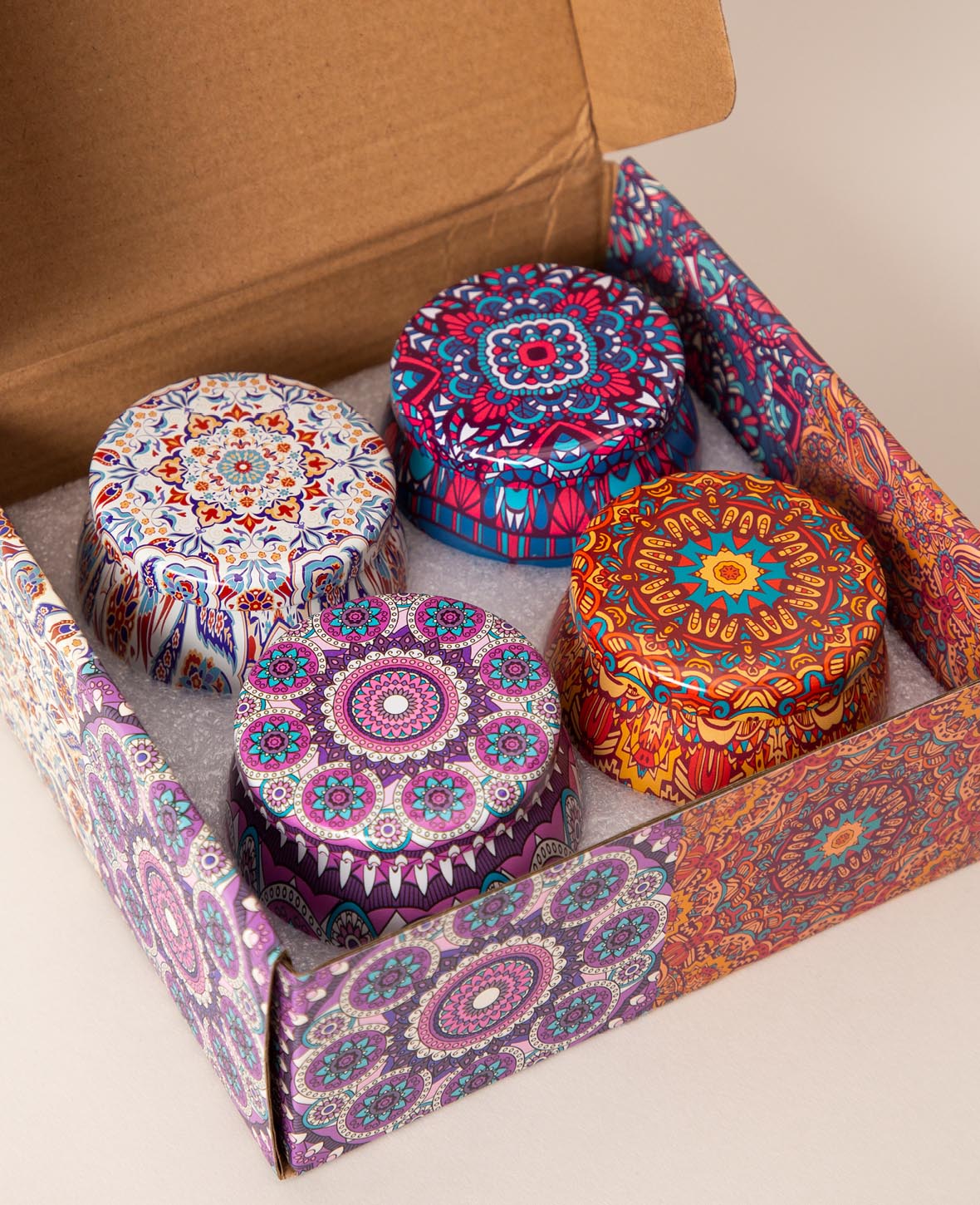 Duft Kerzen Geschenkset im Mandala Design - 100% Sojawachs