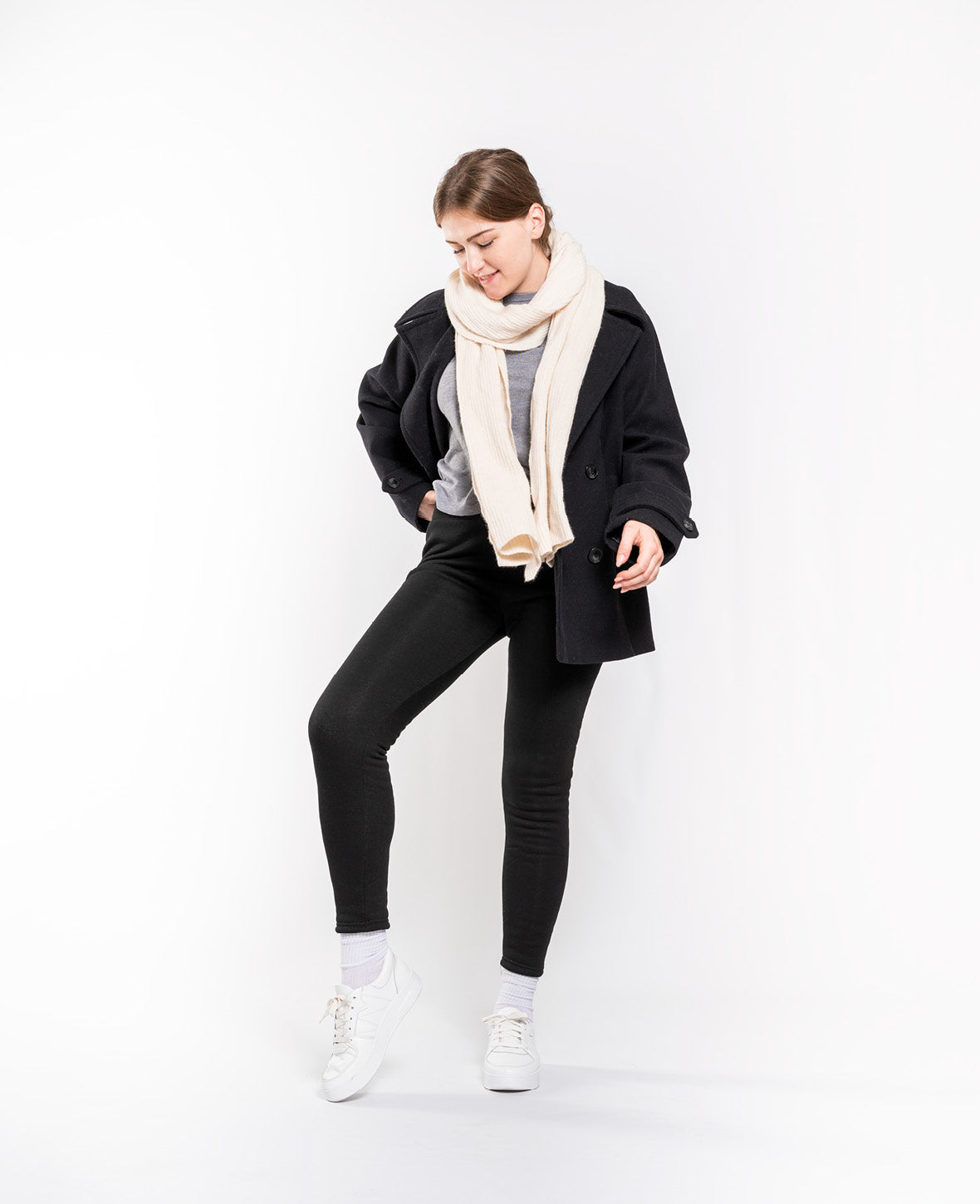 (Size S-M) Fluffy Winter Leggings Lined Fur Trousers with Inner Fl