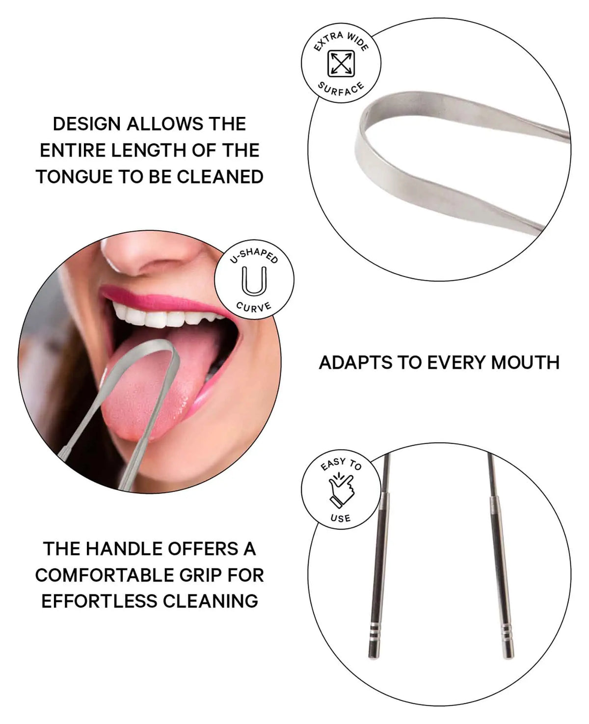 Nettoyant de langue réutilisable en acier inoxydable pour hygiène buccale (écologique