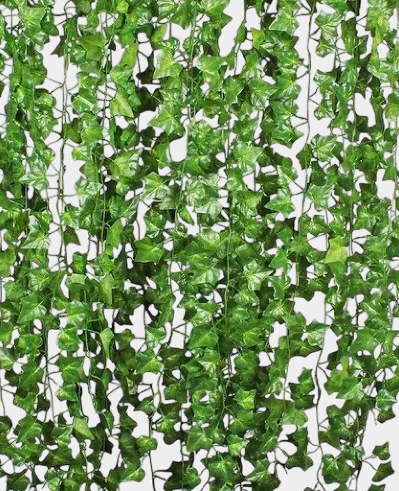 Deko Efeu Blumenranke Kunstblätter Girlande, Grün, 220 cm, 12er Set
