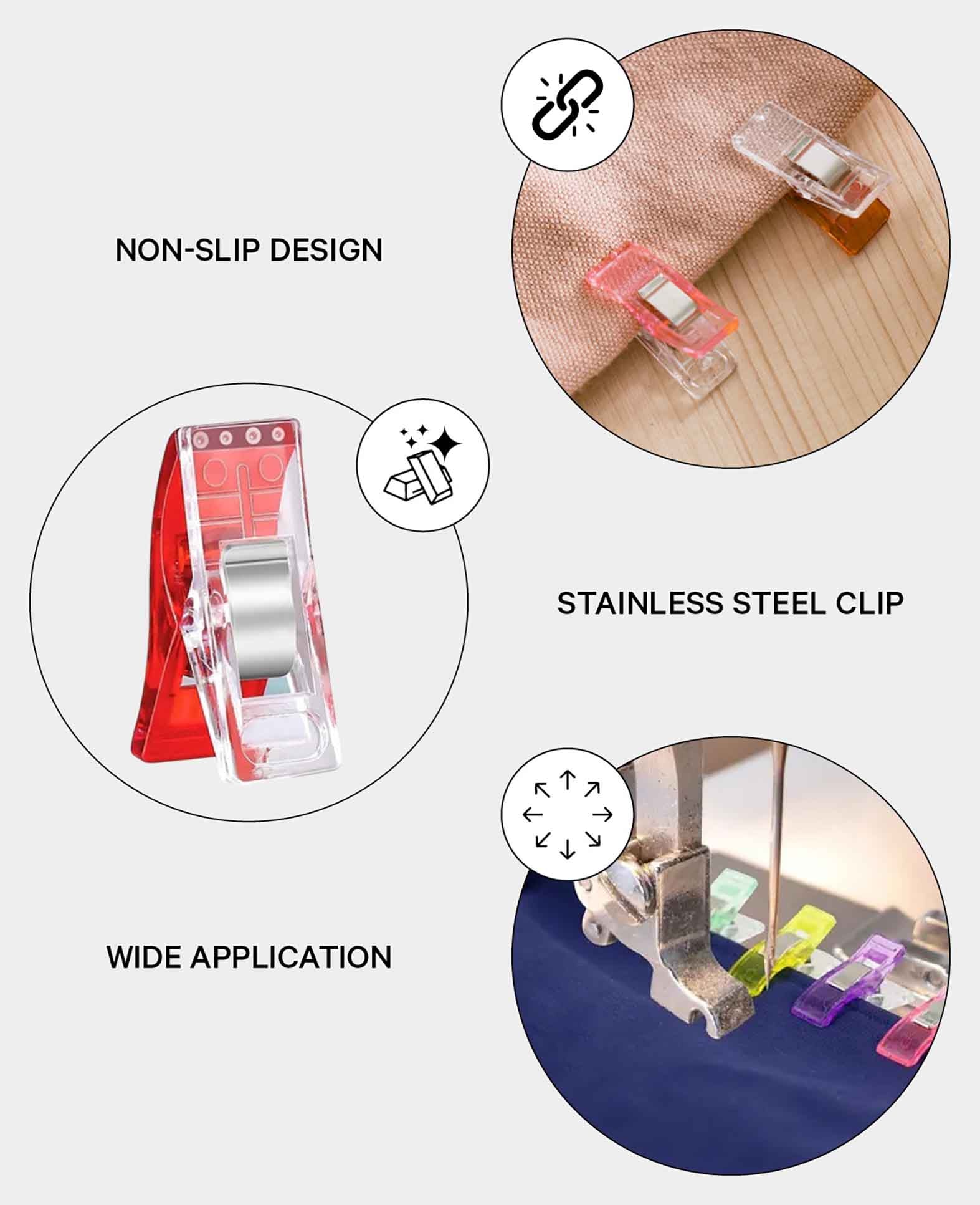 Fabric Clips Notions Sewing Accessories Multipurpose Clips, Colorful, 50 pcs.