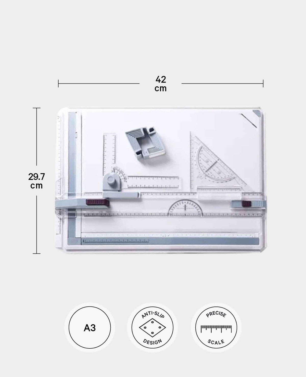 Table à dessin A3 architecture, planche à dessin avec règle parallèle et équerre