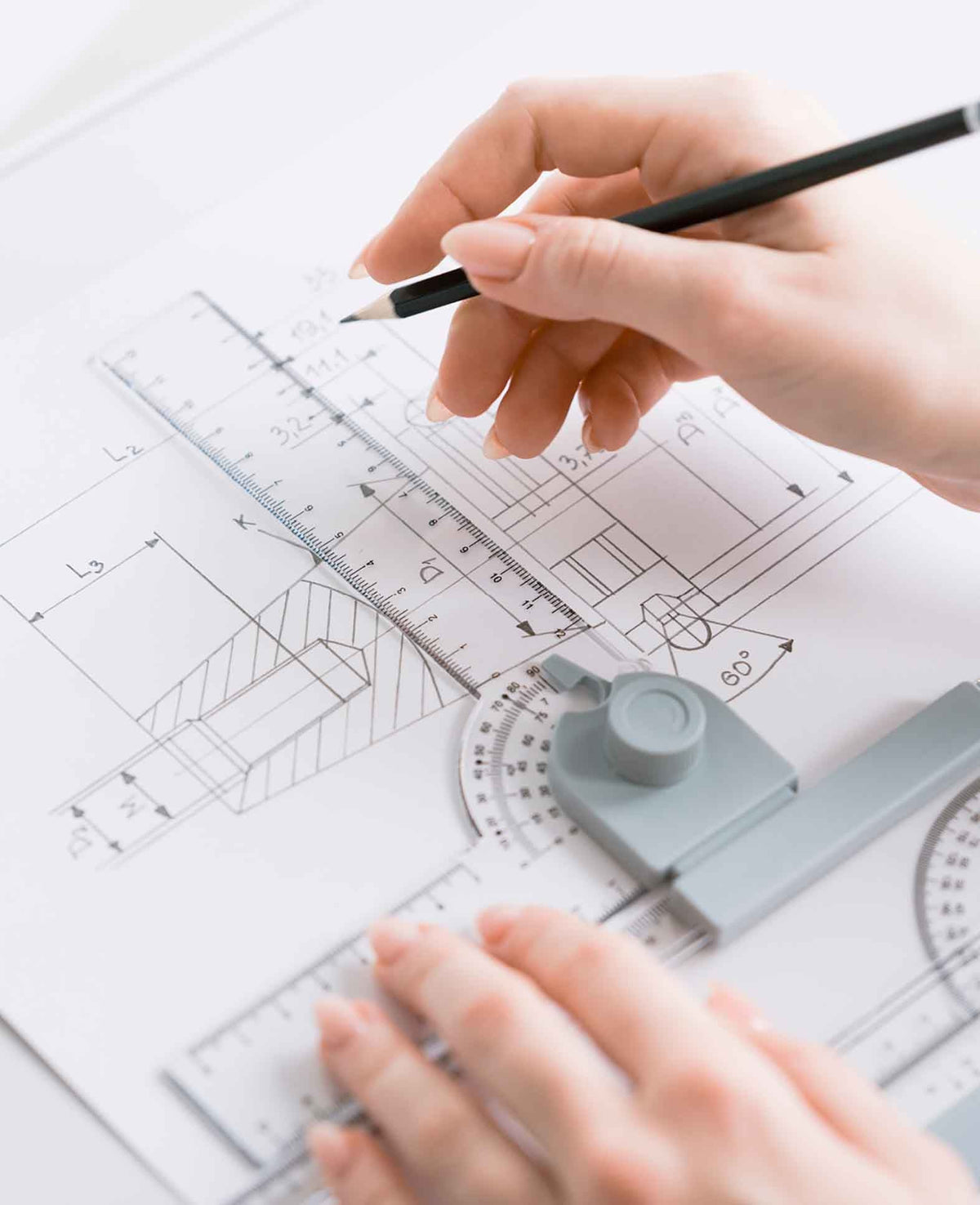 Table à dessin A3 architecture, planche à dessin avec règle parallèle et équerre