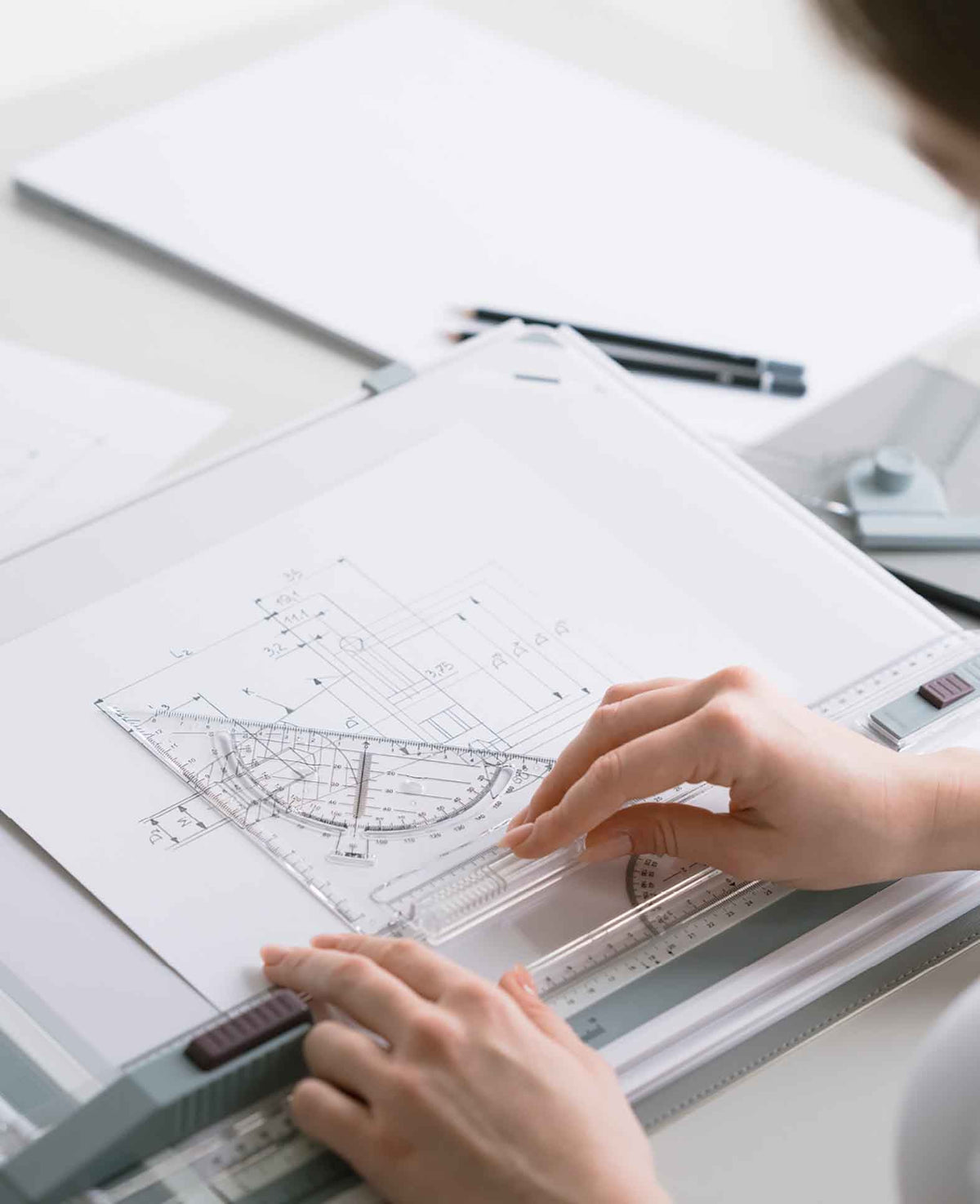 Table à dessin A3 architecture, planche à dessin avec règle parallèle et équerre