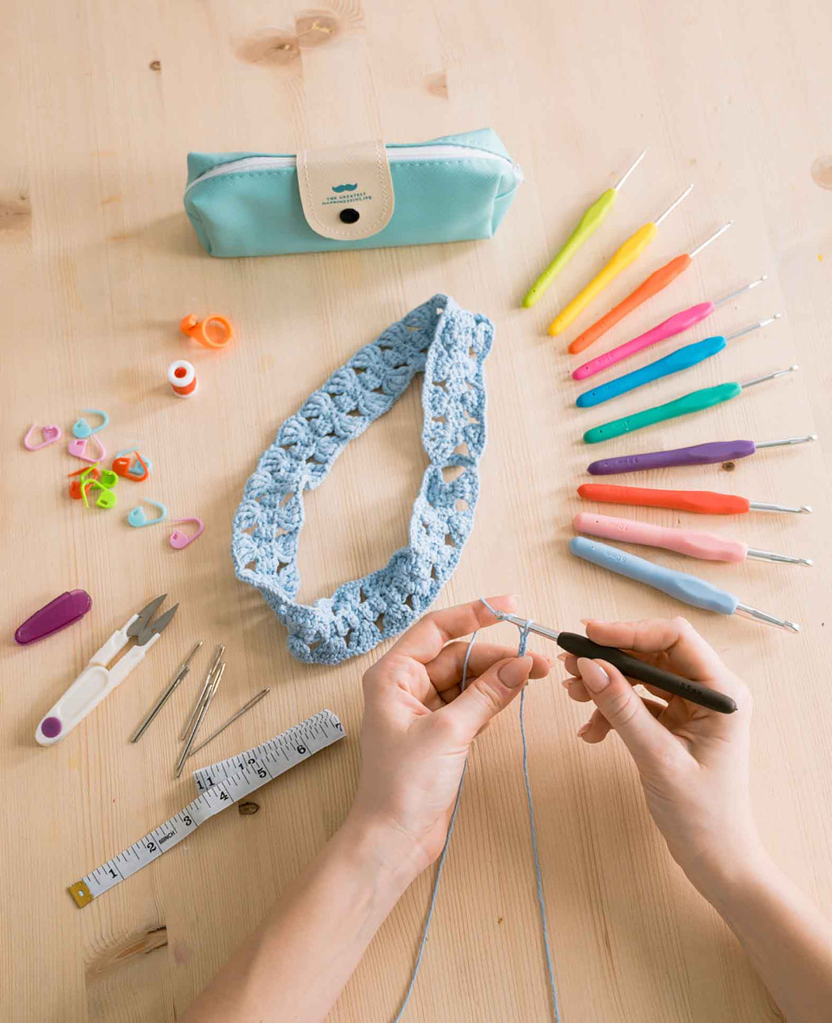 Häkel Handwerk Kit DIY Mercerie Nadeln mit Massband + Etui, 36-tlg.