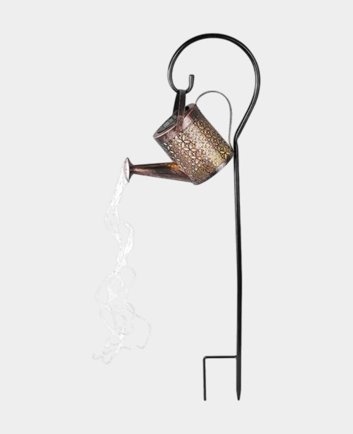Solar Giesskanne mit Haken & Lichterkette, ideal als Garten Deko