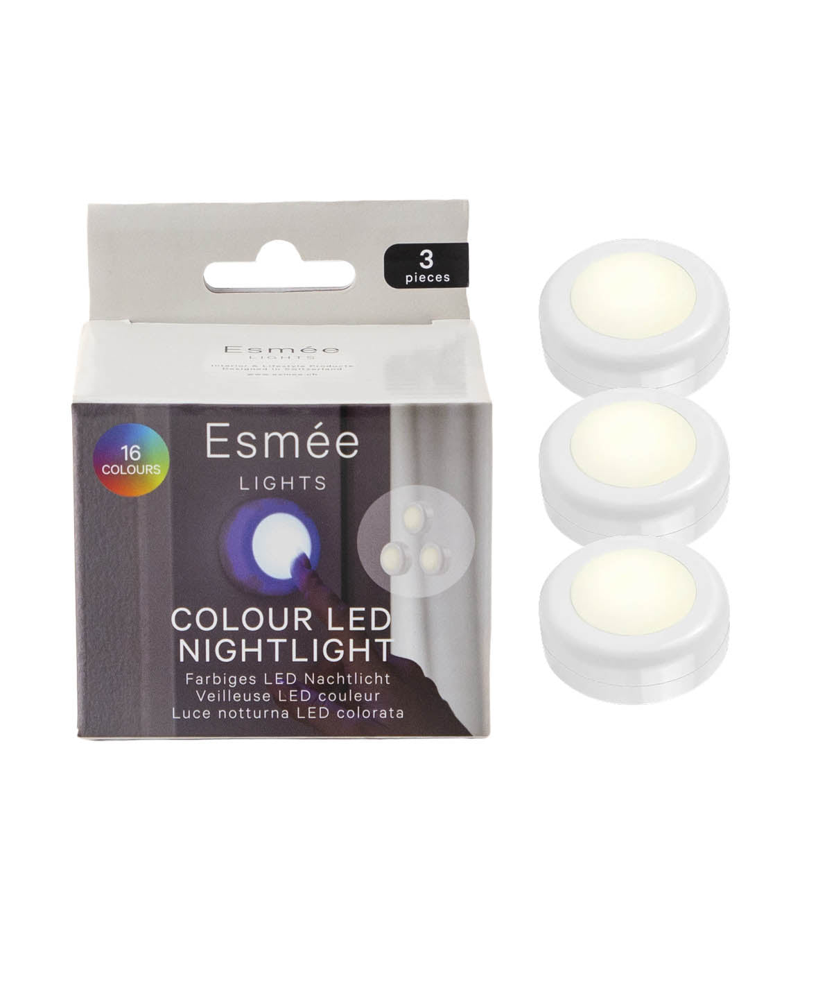 Kabelloses RGB LED Licht Nachtlicht mit Touch Control/Fernbedienung, Weiss