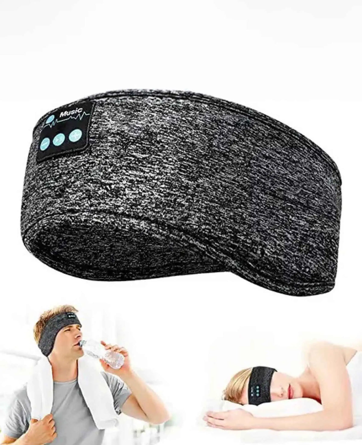 Bluetooth Stirnband Stereo Kopfhörer Headset + Mikrofon - Grau