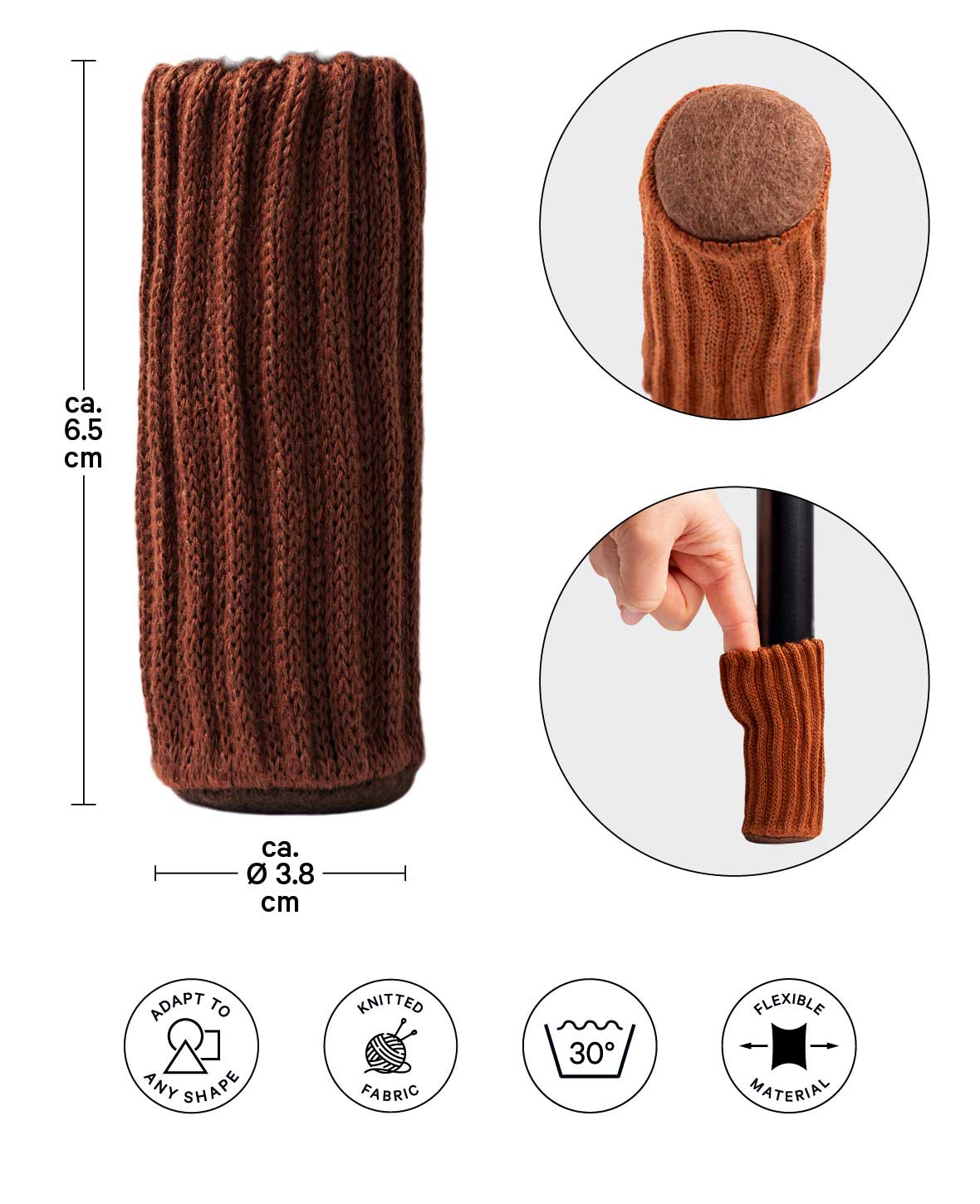 (4er) Stoff Stuhlbein Stulpen Schutz – Braun