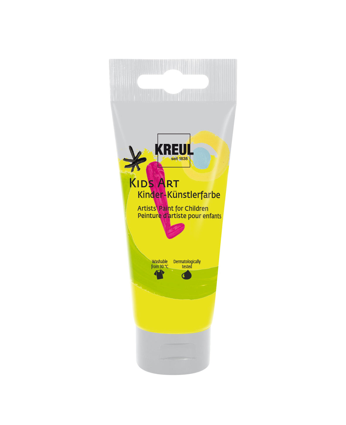 KREUL Kids Art Kinder-Künstlerfarbe, Fluoreszierend Gelb, 75 ml, 1 Tube