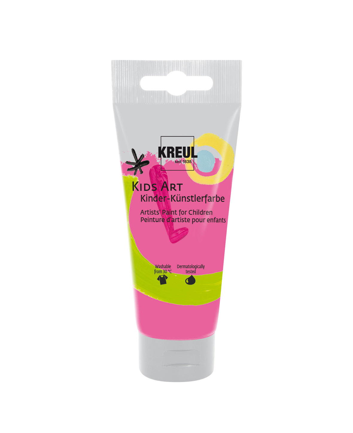 KREUL Kids Art Kinder-Künstlerfarbe, Fluoreszierend Pink, 75 ml, 1 Tube