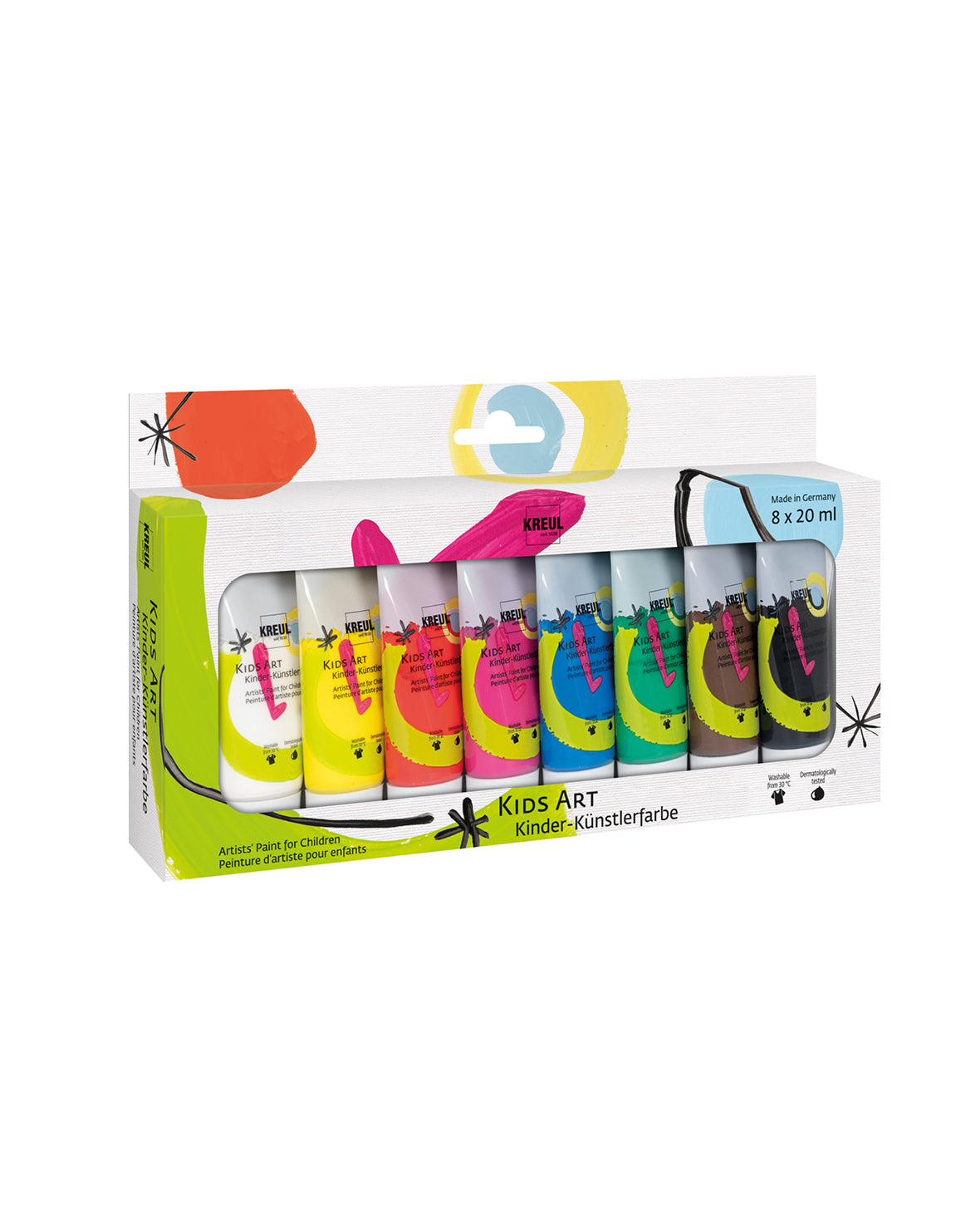 KREUL Kids Art Kinder-Künstlerfarbe, 20 ml, 8er Set