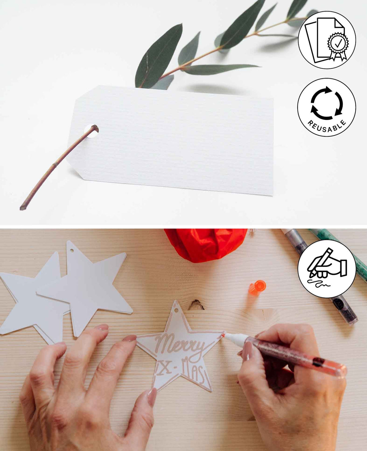 Geschenkanhänger, Schwarz & Weiss, 43 x 70 mm, 4 Designs, 12 Stk.