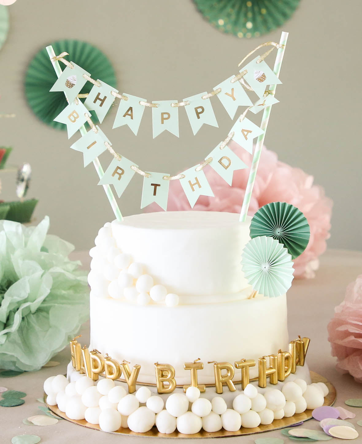 Tortenkerzen Happy Birthday gold, 13 Stk.
