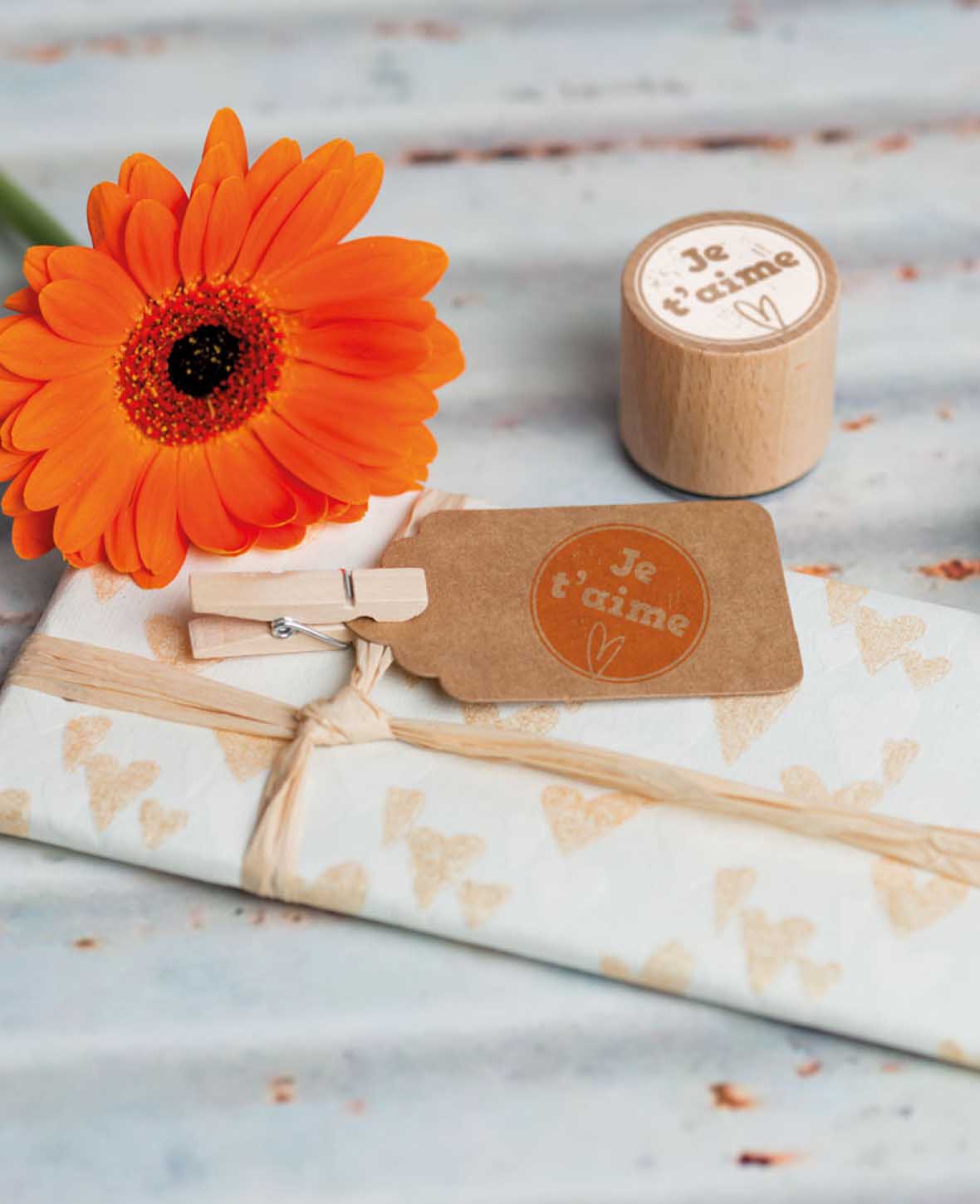 *Tampon Woodies « Je t'aime », cœur