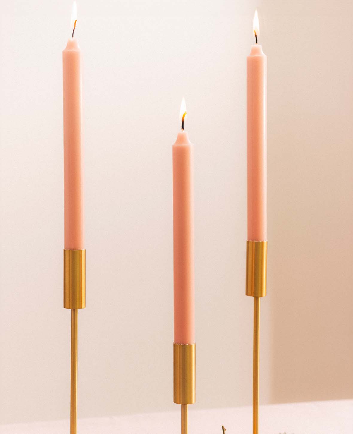4er Set Stabkerzen / Tafelkerzen, Rosa, H 25 cm x Ø 2.2 cm