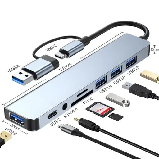 (5 Gbit/s) Aluminum USB C / USB 3.0 Multiport Adapter HUB with USB C / 4x US