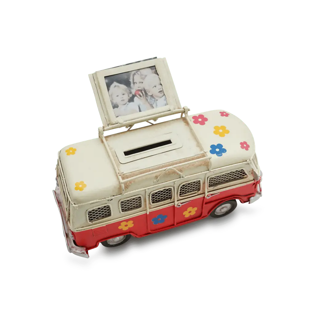 Sparkasse Hippie Bus Home Decor Gift Idea Flower Power Piggy Bank - Ro